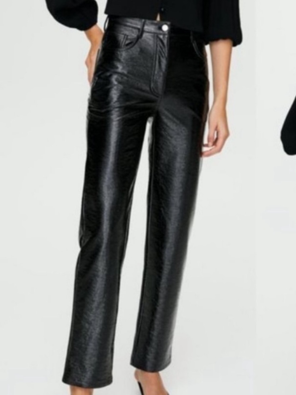 Wilfred High-Waist Faux Leather Straight Leg Pants Black Sz4